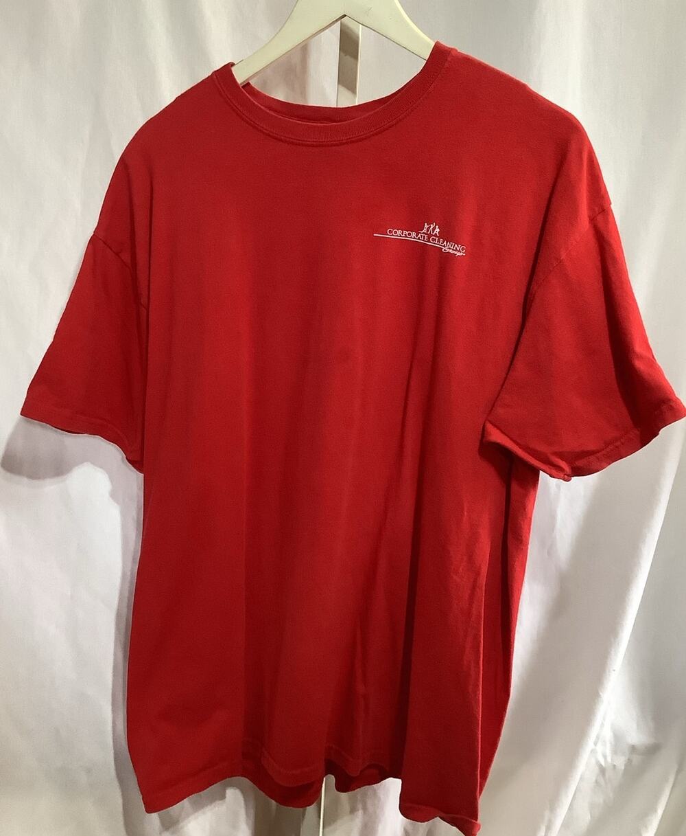 Gildan Ultra Cotton Shirt Mens XL Red Corporate Cleaning Group Graphic Tee